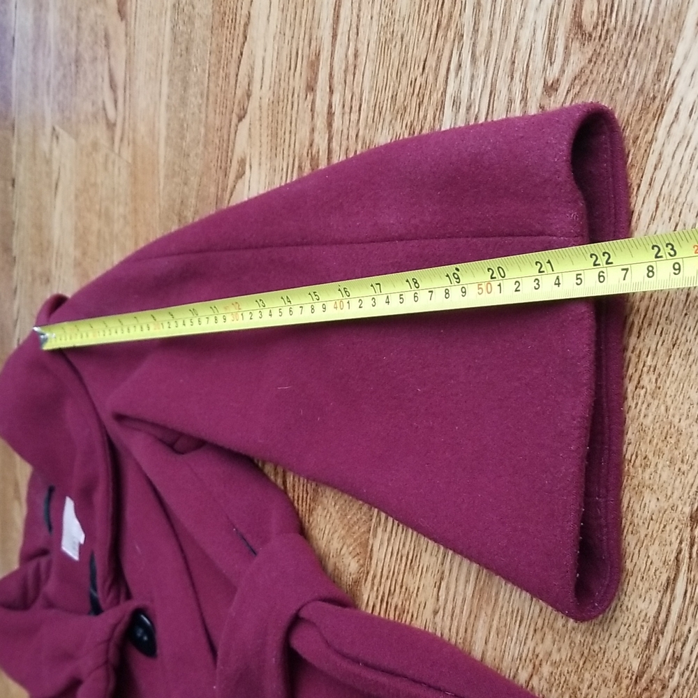 (6) Cleo Petites Thick Burgundy Jacket β€ Fall β€ Viscose Blend β€ Trench Cozy - Picture 4 of 10